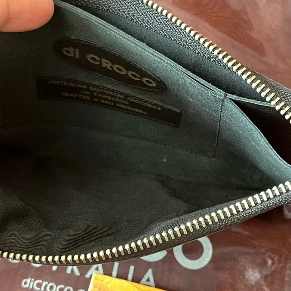 Black Crocodile Leather Wristlet - Picture 6 of 8